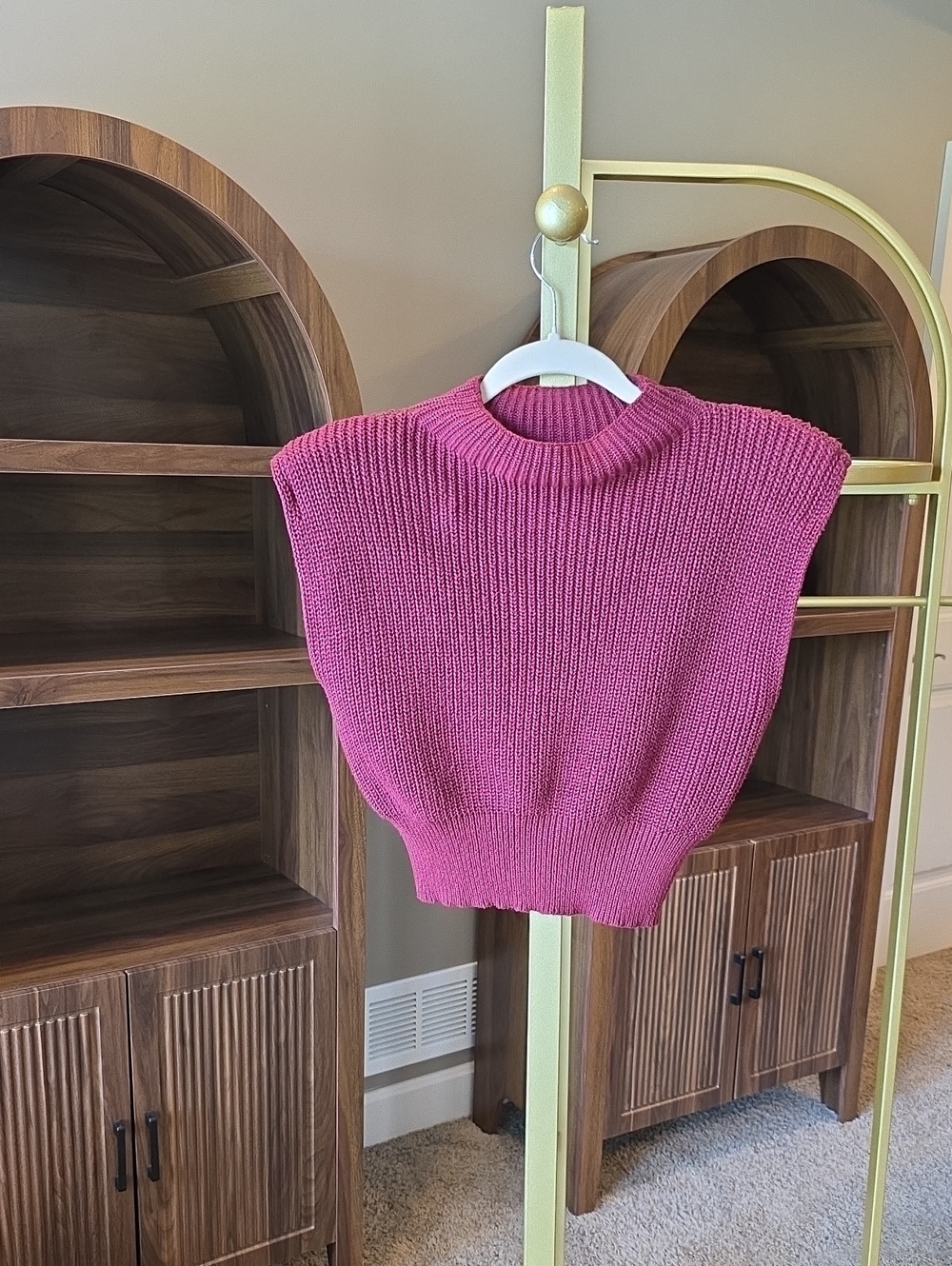 Pink Sleeveless Knit Sweater Vest